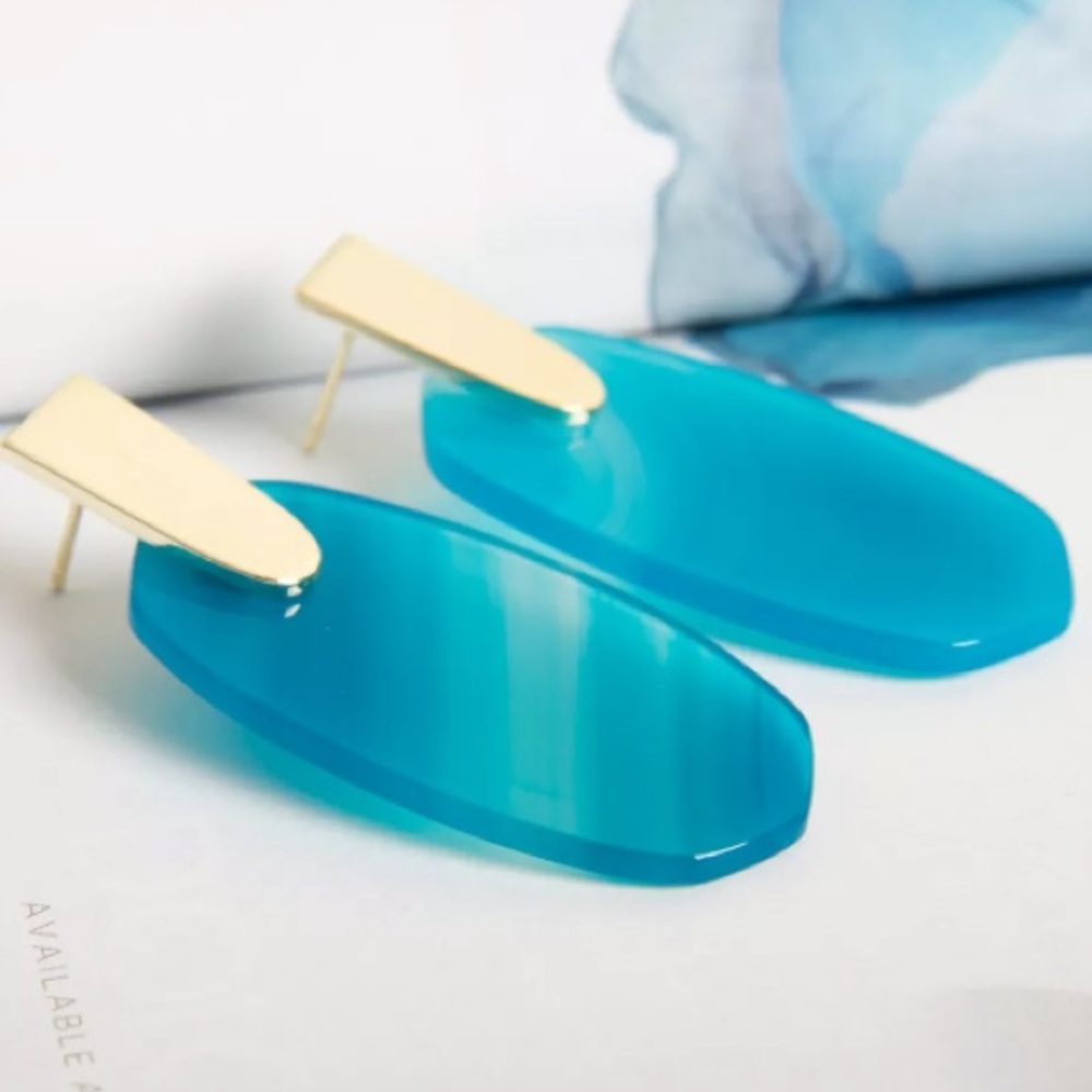 🔹Kendra Scott🔹 Aragon Gold Earrings Teal Agate - Picture 5 of 6